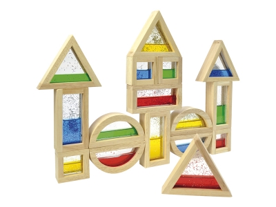 Sensorische blokken met glitters,16-delig