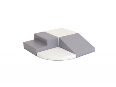 Soft Play foam speelblokken set 3, 4-delig, grijs-wit